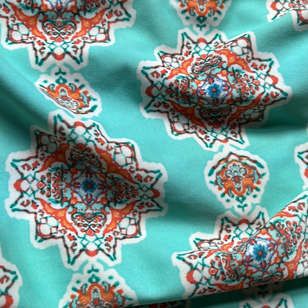 Cabana Life Teal/Orange Printed One Piece Bathing Suit - Picture 5 of 10